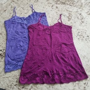 Two purple camis.